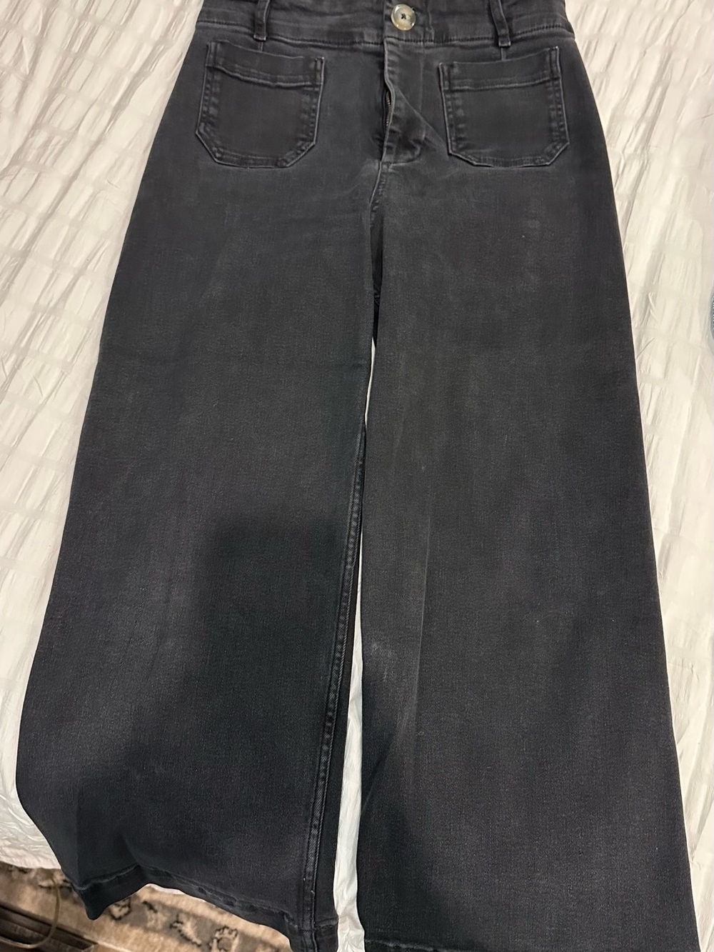 Pilcro Black Denim with Leather Logo Patch